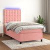 Box spring postel s matrací a LED 90x190 cm samet [3136339] (Barva Tmavě moddrá)