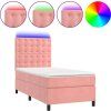 Box spring postel s matrací a LED 90x190 cm samet [3136339] (Barva Tmavě moddrá)