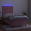 Box spring postel s matrací a LED 90x190 cm samet [3136339] (Barva Tmavě moddrá)