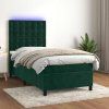 Box spring postel s matrací a LED 90x190 cm samet [3136339] (Barva Tmavě moddrá)