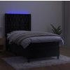 Box spring postel s matrací a LED 90x190 cm samet [3139719] (Barva Tmavě moddrá)