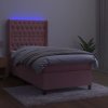 Box spring postel s matrací a LED 90x190 cm samet [3139719] (Barva Tmavě moddrá)