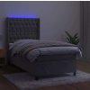 Box spring postel s matrací a LED 90x190 cm samet [3139719] (Barva Tmavě moddrá)