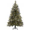 Umělý vánoční stromek LED osvětlení zasněžený 210 cm PVC a PE [3077786]
