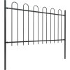 Zahradní plot s obloukem nahoře ocelový 1248 x 100 cm [277662] (Barva Černá)