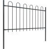 Zahradní plot s obloukem nahoře ocelový 359 x 100 cm [277657] (Barva Černá)