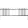 Zahradní plot s obloukem nahoře ocelový 359 x 100 cm [277657] (Barva Černá)