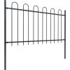 Zahradní plot s obloukem nahoře ocelový 714,5 x 100 cm [277659] (Barva Černá)