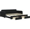 Válenda s přistýlkou a zásuvkami 90 x 190 cm samet [3196992] (Barva Černá)
