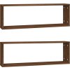 Nástěnné obdélníkové police 2 ks 80 x 15 x 26,5 cm [815915] (Barva Kouřový dub)