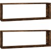 Nástěnné obdélníkové police 2 ks 80 x 15 x 26,5 cm [815915] (Barva Kouřový dub)