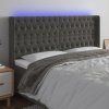 Čelo postele s LED 183 x 16 x 118/128 cm samet [3124444] (Barva Světle šedá)