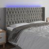 Čelo postele s LED 183 x 16 x 118/128 cm samet [3124444] (Barva Světle šedá)