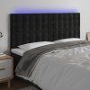Čelo postele s LED 180x5x118/128 cm samet [3122920] (Barva Černá)