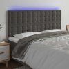 Čelo postele s LED 180x5x118/128 cm samet [3122920] (Barva Černá)