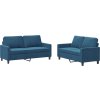 2dílná sedací souprava s poduškami samet [3201505] (Barva Modrá)