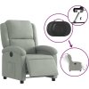 Elektrické polohovací křeslo samet [3204278] (Barva Světle šedá)