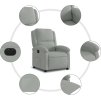 Elektrické polohovací křeslo samet [3204278] (Barva Světle šedá)