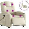 Elektrické masážní polohovací křeslo umělá kůže [3204424] (Barva Krémová)