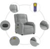 Elektrické masážní polohovací křeslo textil [3205190] (Barva Světle šedá)