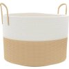 Úložný koš a bílý Ø 51 x 33 cm bavlna [358491] (Barva Béžová)