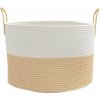 Úložný koš a bílý Ø 51 x 33 cm bavlna [358491] (Barva Béžová)