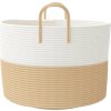 Úložný koš a bílý Ø 51 x 33 cm bavlna [358491] (Barva Béžová)