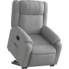 Elektrické zvedací polohovací křeslo textil [3205226] (Barva Světle šedá)