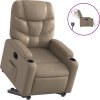 Elektrické zvedací polohovací křeslo umělá kůže [3204674] (Barva Hnědá)