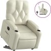 Zvedací polohovací křeslo umělá kůže [3204773] (Barva Krémová)