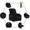 Zvedací masážní polohovací křeslo umělá kůže [3206606] (Barva Černá)