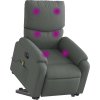 Elektrické zvedací masážní polohovací křeslo textil [3204861] (Barva Tmavě šedá)