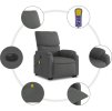 Elektrické zvedací masážní polohovací křeslo textil [3204861] (Barva Tmavě šedá)