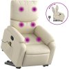 Zvedací masážní polohovací křeslo umělá kůže [3204894] (Barva Krémová)
