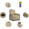 Elektrické zvedací masážní polohovací křeslo textil [3204413] (Barva Krémová)