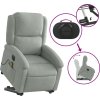 Elektrické zvedací masážní polohovací křeslo samet [3204333] (Barva Světle šedá)