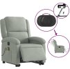 Elektrické zvedací masážní polohovací křeslo samet [3204333] (Barva Světle šedá)
