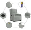 Elektrické zvedací masážní polohovací křeslo samet [3204333] (Barva Světle šedá)