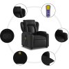 Zvedací masážní polohovací křeslo umělá kůže [3204551] (Barva Černá)