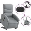 Elektrické zvedací masážní polohovací křeslo textil [3204014] (Barva Světle šedá)