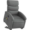 Elektrické zvedací masážní polohovací křeslo textil [3204014] (Barva Světle šedá)
