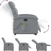 Elektrické zvedací masážní polohovací křeslo textil [3204014] (Barva Světle šedá)