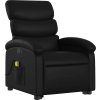 Elektrické zvedací masážní polohovací křeslo koženka [3204061] (Barva Černá)