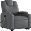 Elektrické zvedací masážní polohovací křeslo umělá kůže [3204454] (Barva Šedá)
