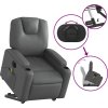 Elektrické zvedací masážní polohovací křeslo umělá kůže [3204454] (Barva Šedá)