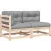 Zahradní pohovka s poduškami 2místná masivní borové dřevo [838118] (Barva Přírodní a šedá)