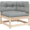 Zahradní pohovka s poduškami 2místná masivní borové dřevo [838118] (Barva Přírodní a šedá)