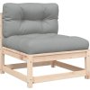 Zahradní pohovka s poduškami 2místná masivní borové dřevo [838118] (Barva Přírodní a šedá)