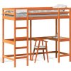 Patrová postel se stolem voskově 80x200 cm masiv borovice [842857] (Barva Hnědá)