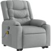 Zvedací masážní polohovací křeslo textil [3206576] (Barva Světle šedá)